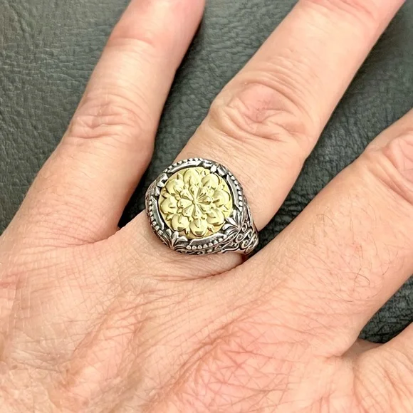 🔴SOLD🔴 Konstantino 18k gold and sterling silver filigree signet ring - Picture 10 of 15